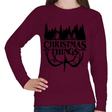 PRINTFASHION Stranger things Christmas things fekete - Női pulóver - Bordó női pulóver, kardigán
