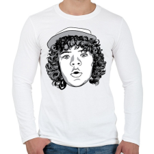 PRINTFASHION Stranger Things Dustin - Férfi hosszú ujjú póló - Fehér férfi póló