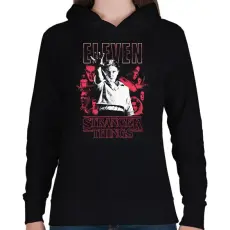 PRINTFASHION Stranger Things Eleven - Női kapucnis pulóver - Fekete