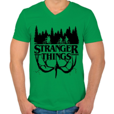 PRINTFASHION Stranger Things fekete - Férfi V-nyakú póló - Zöld