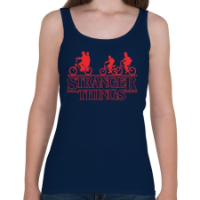 PRINTFASHION Stranger Things felirat - Női atléta - Sötétkék női trikó