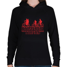 PRINTFASHION Stranger Things felirat - Női kapucnis pulóver - Fekete