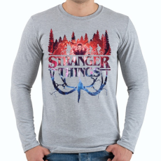 PRINTFASHION Stranger Things - Férfi hosszú ujjú póló - Sport szürke