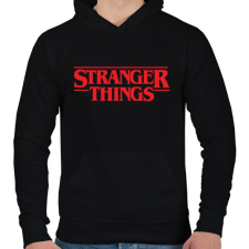 PRINTFASHION stranger things - Férfi kapucnis pulóver - Fekete férfi pulóver, kardigán