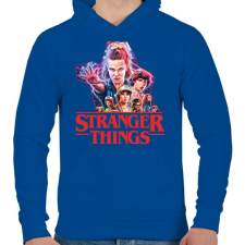 PRINTFASHION Stranger things - Férfi kapucnis pulóver - Királykék férfi pulóver, kardigán