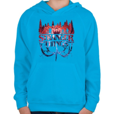 PRINTFASHION Stranger Things - Gyerek kapucnis pulóver - Azúrkék gyerek pulóver, kardigán