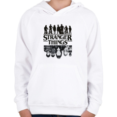 PRINTFASHION Stranger things - Gyerek kapucnis pulóver - Fehér