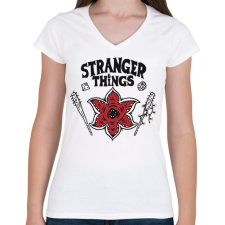 PRINTFASHION Stranger Things HELLFIRE CLUB - Női V-nyakú póló - Fehér női póló