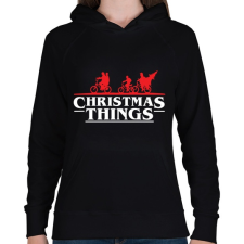 PRINTFASHION Stranger Things Karácsony fehér - Női kapucnis pulóver - Fekete női pulóver, kardigán