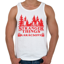 PRINTFASHION Stranger Things karácsony - Férfi atléta - Fehér atléta, trikó