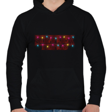 PRINTFASHION Stranger things karácsonyi fények - Férfi kapucnis pulóver - Fekete férfi pulóver, kardigán