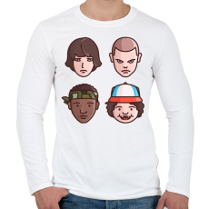 PRINTFASHION Stranger Things Karakterek - Férfi hosszú ujjú póló - Fehér