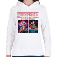 PRINTFASHION Stranger things - Női kapucnis pulóver - Fehér női pulóver, kardigán
