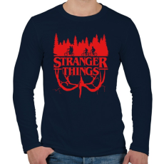 PRINTFASHION Stranger Things piros - Férfi hosszú ujjú póló - Sötétkék