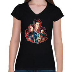 PRINTFASHION Stranger Things - season 4 - Női V-nyakú póló - Fekete