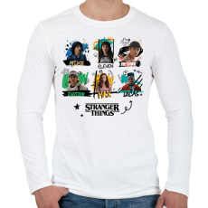 PRINTFASHION Stranger Things szereplők - Férfi hosszú ujjú póló - Fehér