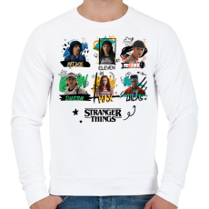 PRINTFASHION Stranger Things szereplők - Férfi pulóver - Fehér