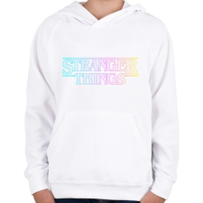 PRINTFASHION Stranger Things szivárvány - Gyerek kapucnis pulóver - Fehér gyerek pulóver, kardigán