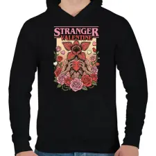 PRINTFASHION Stranger Valentine - Férfi kapucnis pulóver - Fekete férfi pulóver, kardigán