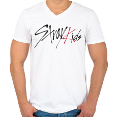 PRINTFASHION Stray Kids - Férfi V-nyakú póló - Fehér