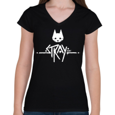 PRINTFASHION Stray - Női V-nyakú póló - Fekete női póló
