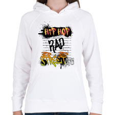 PRINTFASHION Street life - Női kapucnis pulóver - Fehér női pulóver, kardigán