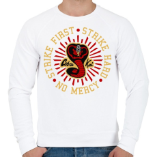 PRINTFASHION Strike first, Strike hard, No mercy - Cobra Kai - Férfi pulóver - Fehér
