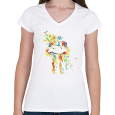 PRINTFASHION Strucc vízfesték - Női V-nyakú póló - Fehér