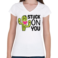 PRINTFASHION Stuck on you - Női V-nyakú póló - Fehér női póló