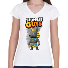 PRINTFASHION Stumble guys anubis - Női V-nyakú póló - Fehér női póló
