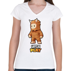 PRINTFASHION Stumble Guys - Bigfoot - Női V-nyakú póló - Fehér
