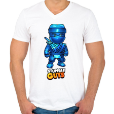 PRINTFASHION Stumble guys - Dynamitron - Férfi V-nyakú póló - Fehér férfi póló
