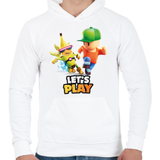 PRINTFASHION Stumble Guys - Let's play - Férfi kapucnis pulóver - Fehér