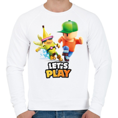 PRINTFASHION Stumble Guys - Let's play - Férfi pulóver - Fehér