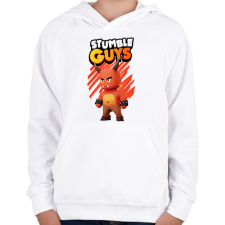 PRINTFASHION Stumble guys Red Demon - Gyerek kapucnis pulóver - Fehér gyerek pulóver, kardigán