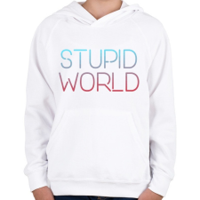 PRINTFASHION Stupid World - Gyerek kapucnis pulóver - Fehér gyerek pulóver, kardigán