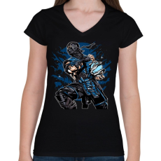 PRINTFASHION Sub Zero - Női V-nyakú póló - Fekete