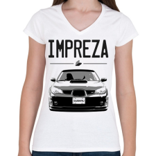 PRINTFASHION Subaru Impreza - Női V-nyakú póló - Fehér női póló