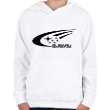 PRINTFASHION Subaru Rally Team - Gyerek kapucnis pulóver - Fehér gyerek pulóver, kardigán