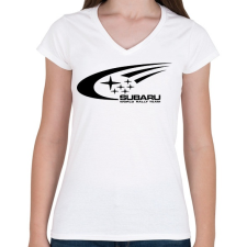 PRINTFASHION Subaru Rally Team - Női V-nyakú póló - Fehér női póló
