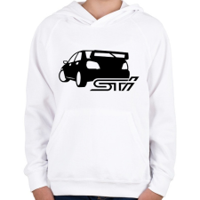 PRINTFASHION Subaru STi - Gyerek kapucnis pulóver - Fehér gyerek pulóver, kardigán