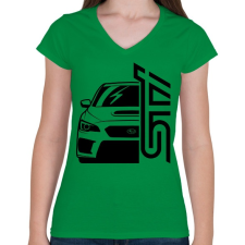 PRINTFASHION Subaru STI - Női V-nyakú póló - Zöld női póló