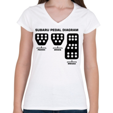 PRINTFASHION Subaru vezetés - Női V-nyakú póló - Fehér