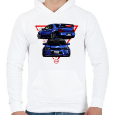 PRINTFASHION Subaru WRX STI - Férfi kapucnis pulóver - Fehér férfi pulóver, kardigán