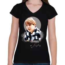 PRINTFASHION suga - Női V-nyakú póló - Fekete női póló