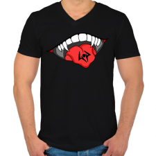 PRINTFASHION SUKUNA MOUTH - Férfi V-nyakú póló - Fekete férfi póló