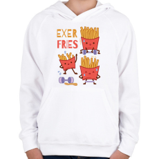 PRINTFASHION Sültkrumpli edzés - Gyerek kapucnis pulóver - Fehér
