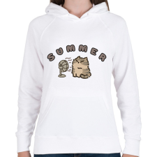 PRINTFASHION Summer Cica - Női kapucnis pulóver - Fehér női pulóver, kardigán