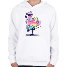 PRINTFASHION Summer Flamingo - Gyerek kapucnis pulóver - Fehér gyerek pulóver, kardigán