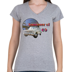 PRINTFASHION Summer of 69 - Női V-nyakú póló - Sport szürke